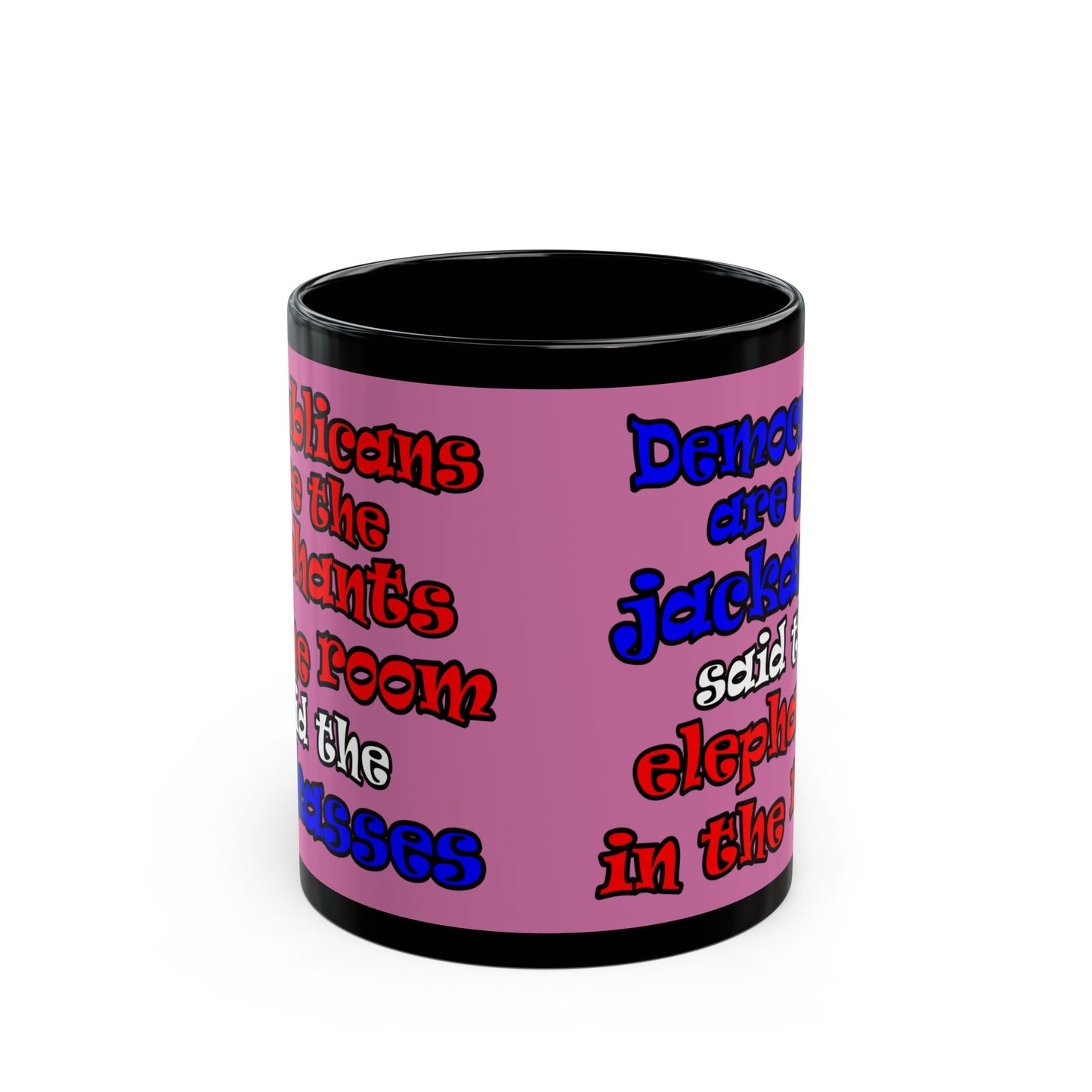 donkeys and elephants - Black Mug (light pink)