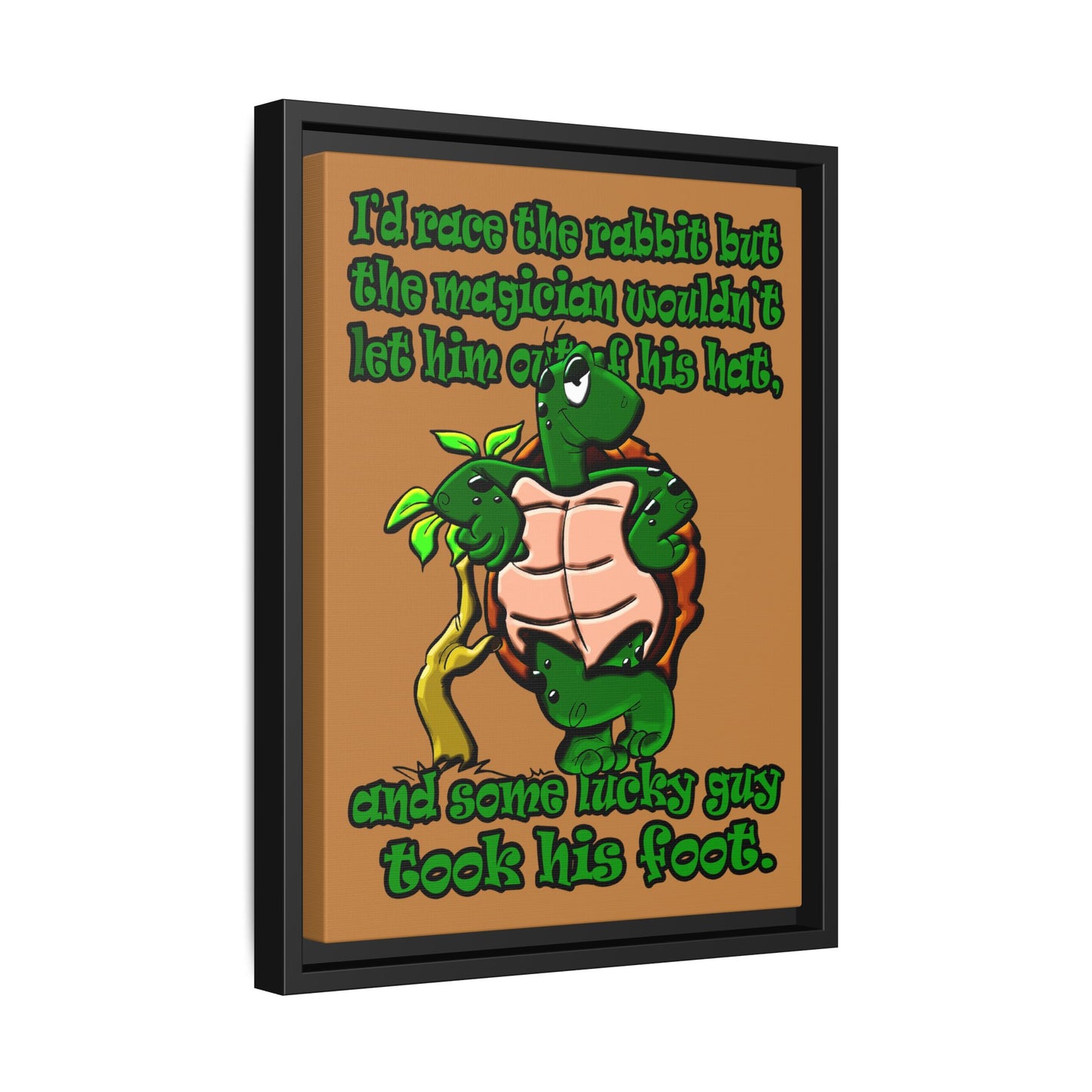 turtle race - framed canvas art (light brown)