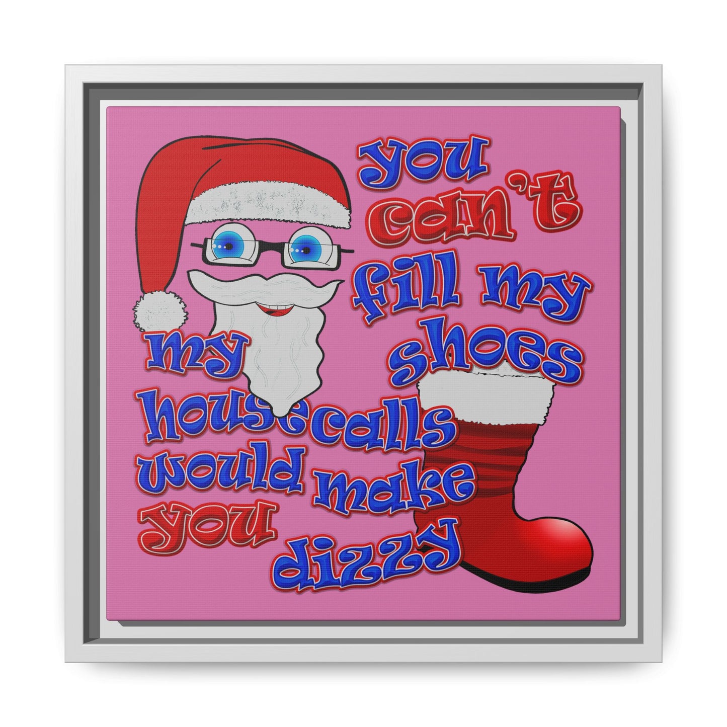 santa's shoes - framed canvas art (light pink)
