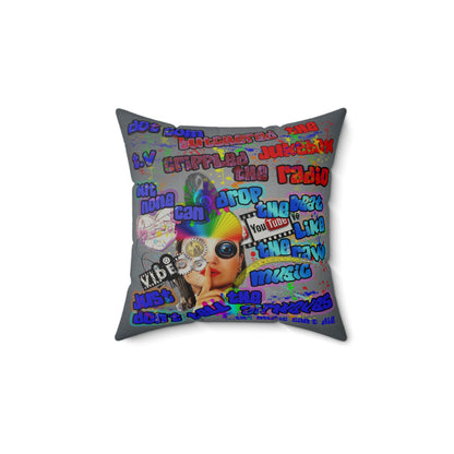 drop the beat - Faux Suede Square Pillow - (grey-light grey)