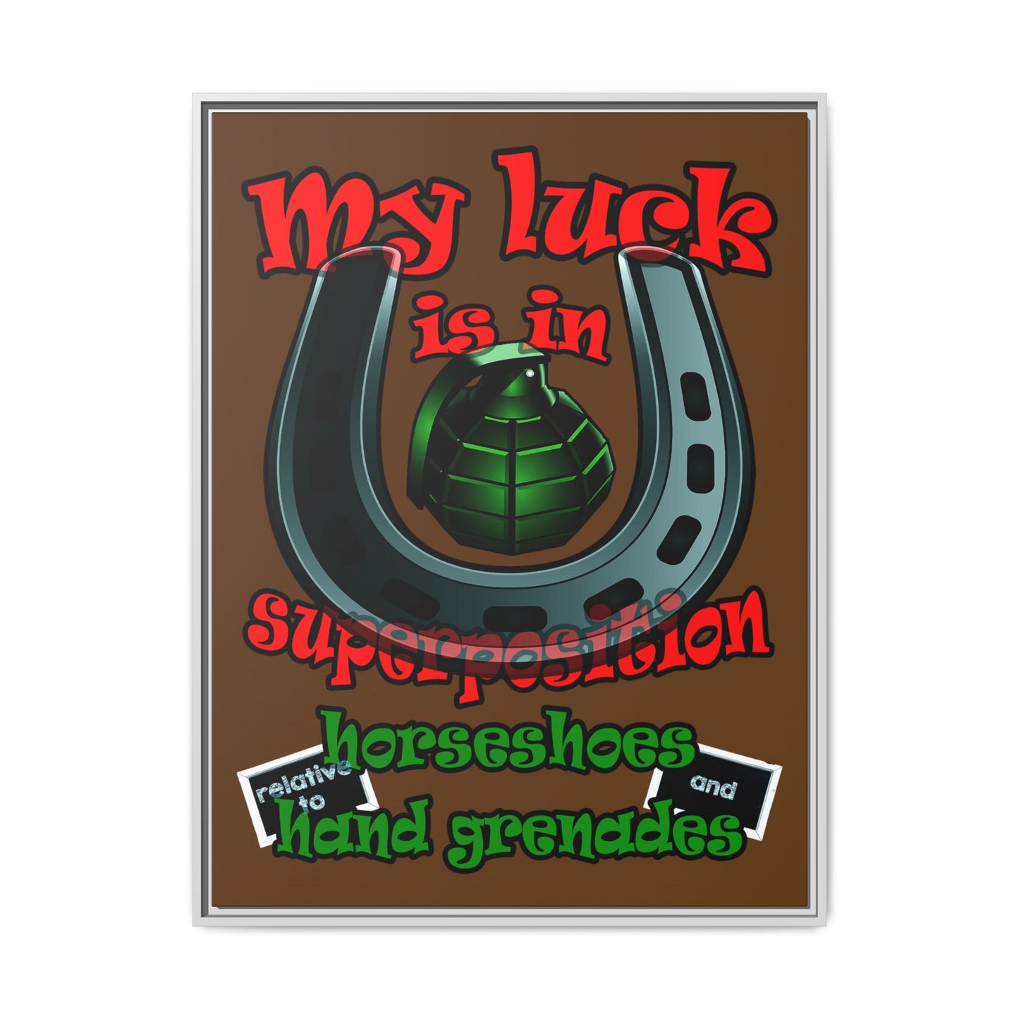 my luck - framed canvas art (brown)