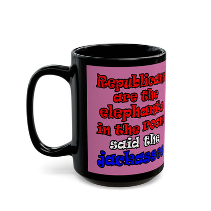 donkeys and elephants - Black Mug (light pink)