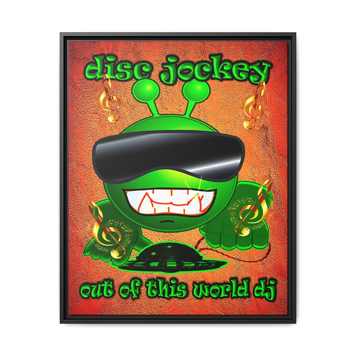 disc jockey - framed canvas art (burnt orange)