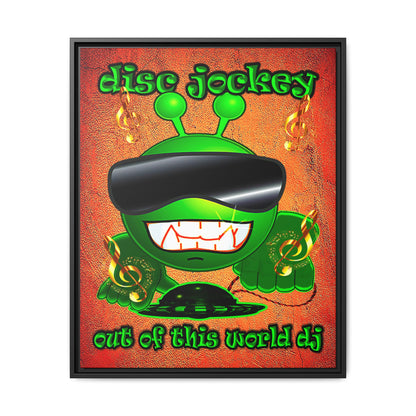 disc jockey - framed canvas art (burnt orange)