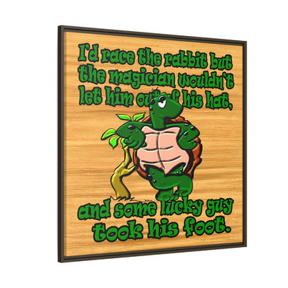 turtle race - framed canvas art (butterscotch wood finish)