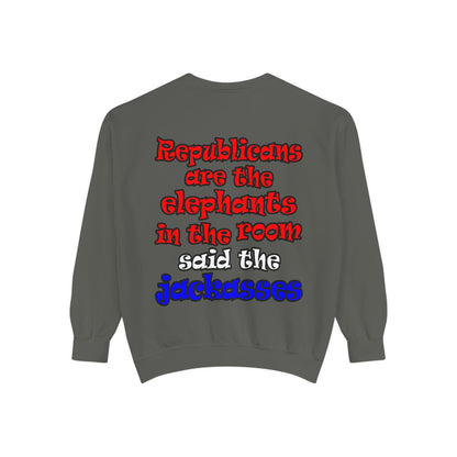 donkeys and elephants - Unisex Garment-Dyed Sweatshirt