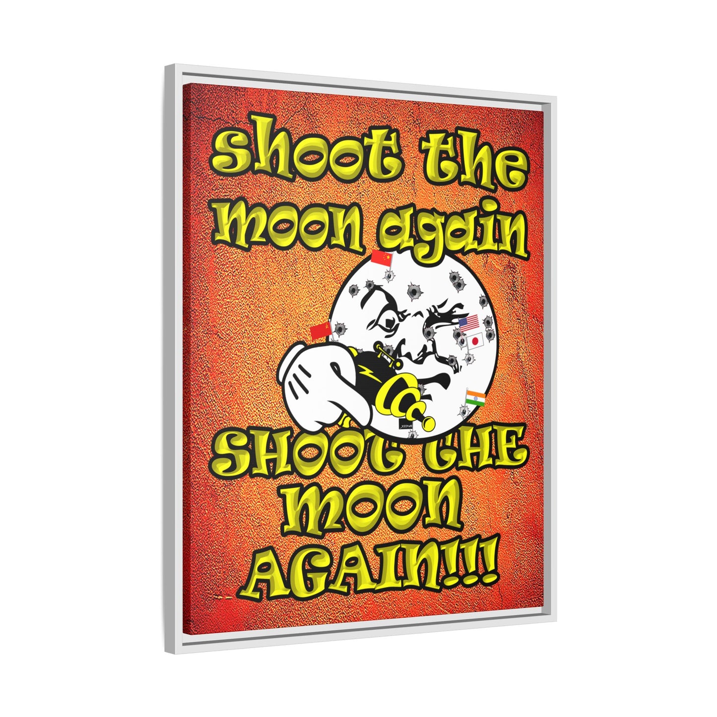 shoot the moon again - framed canvas art (burnt orange)