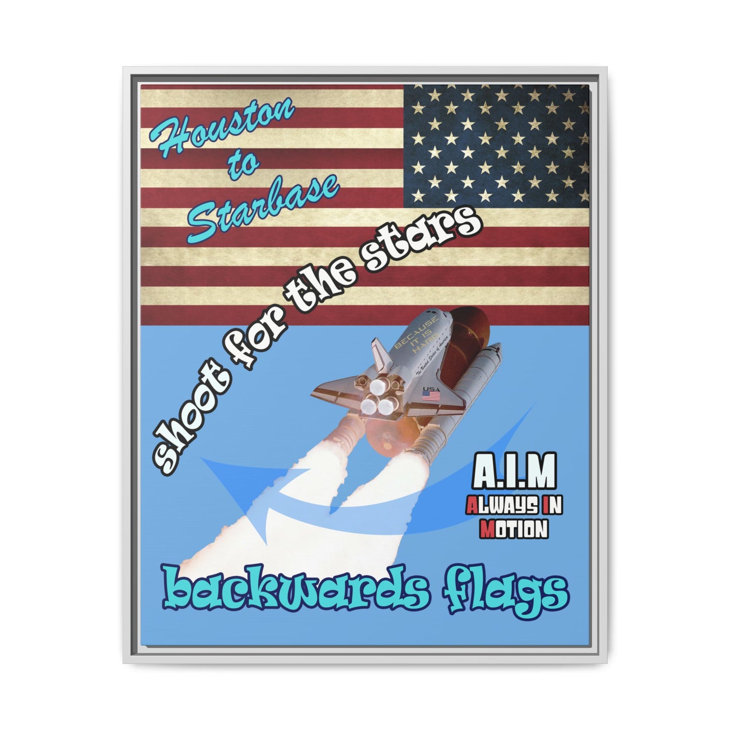 shoot for the stars - framed canvas art (light blue)
