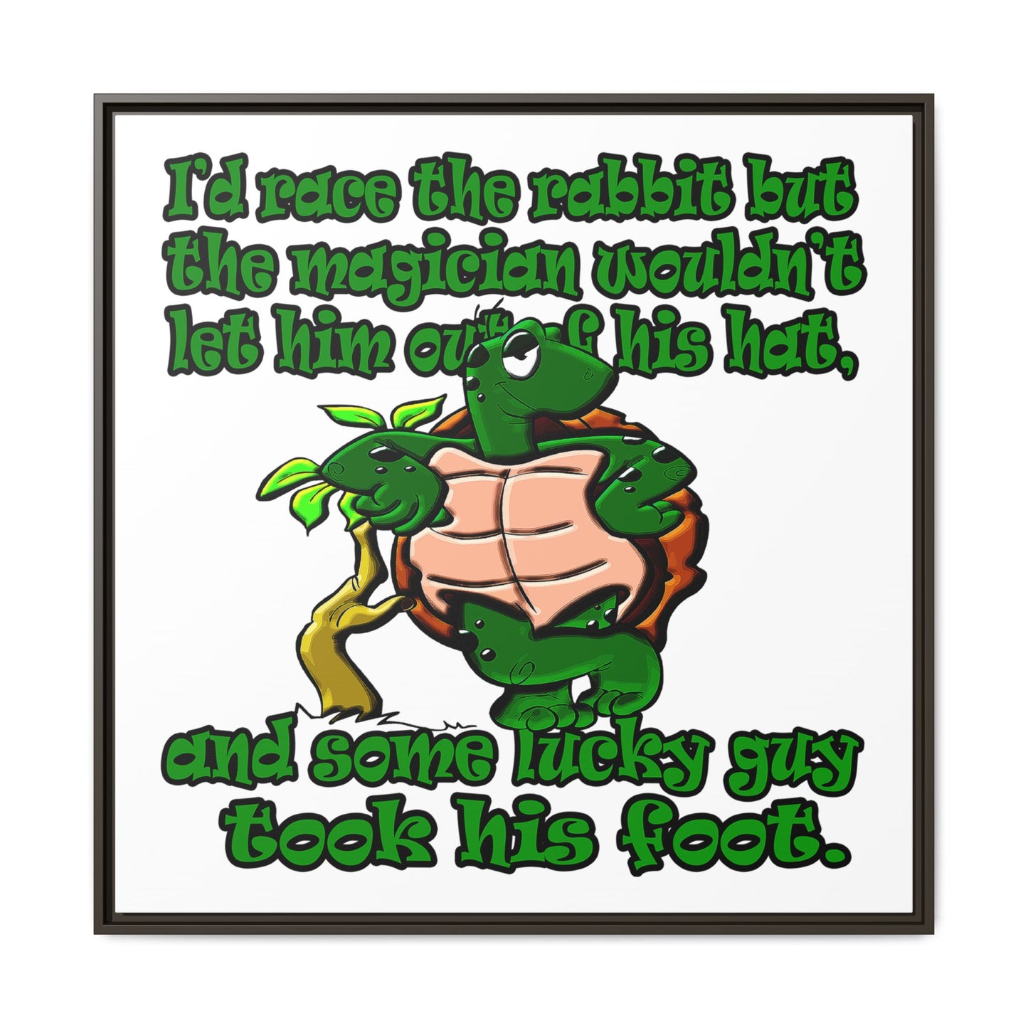 turtle race - framed canvas art (white)