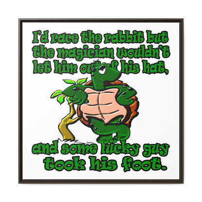 turtle race - framed canvas art (white)