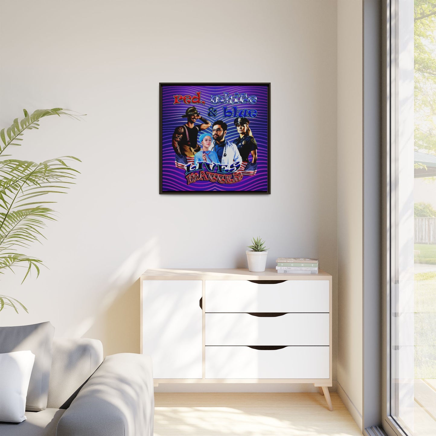rw&b lives matter - framed canvas art (purple wave)