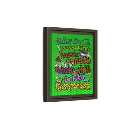 the bum's shit - framed canvas art (logo green)