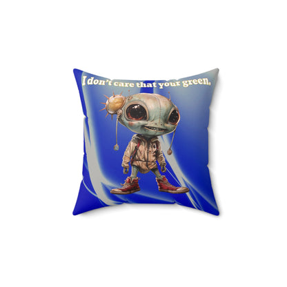 I don't care that your grey - Faux Suede Square Pillow - (blue-white wave)