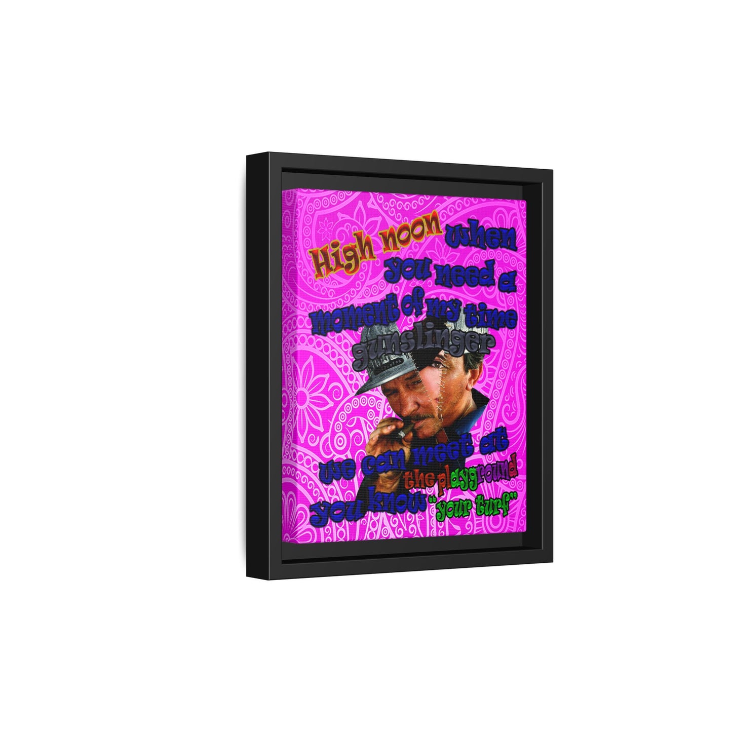 high noon - framed canvas art (pink swirl)