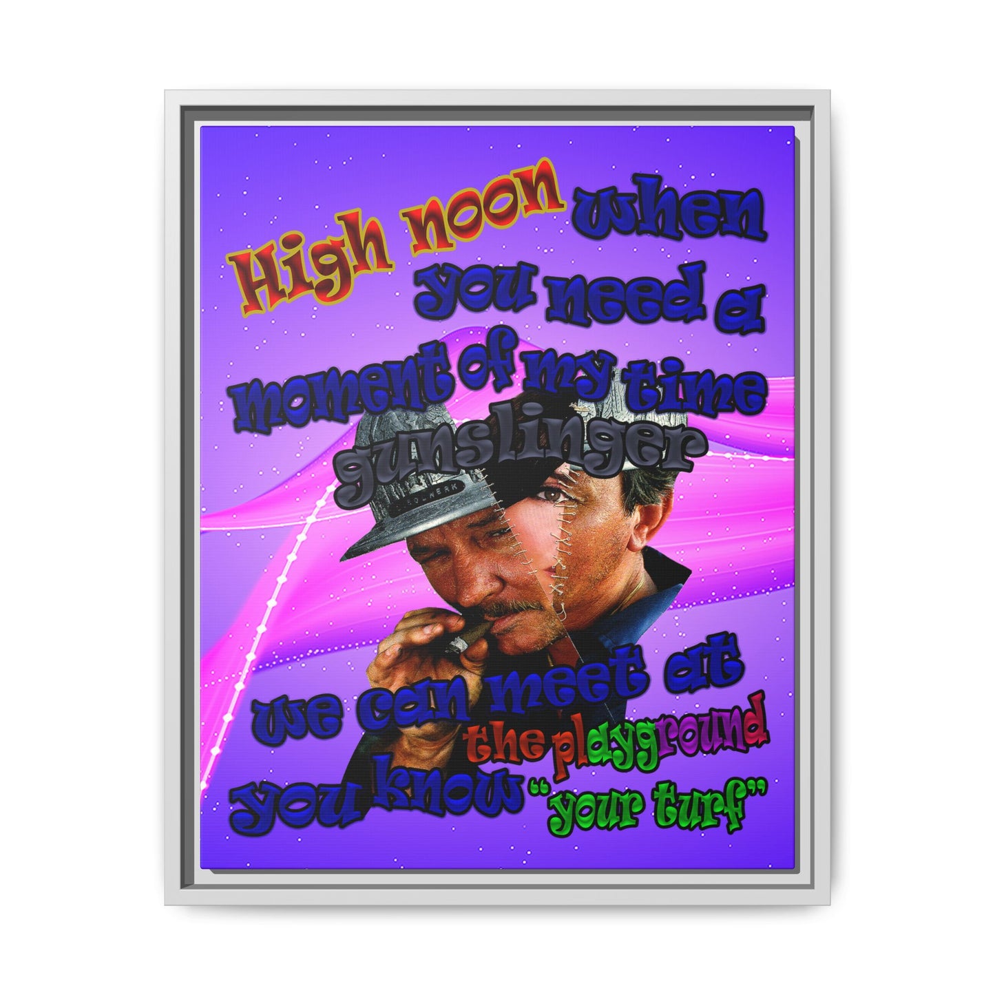 high noon - framed canvas art (purple-pink wave)