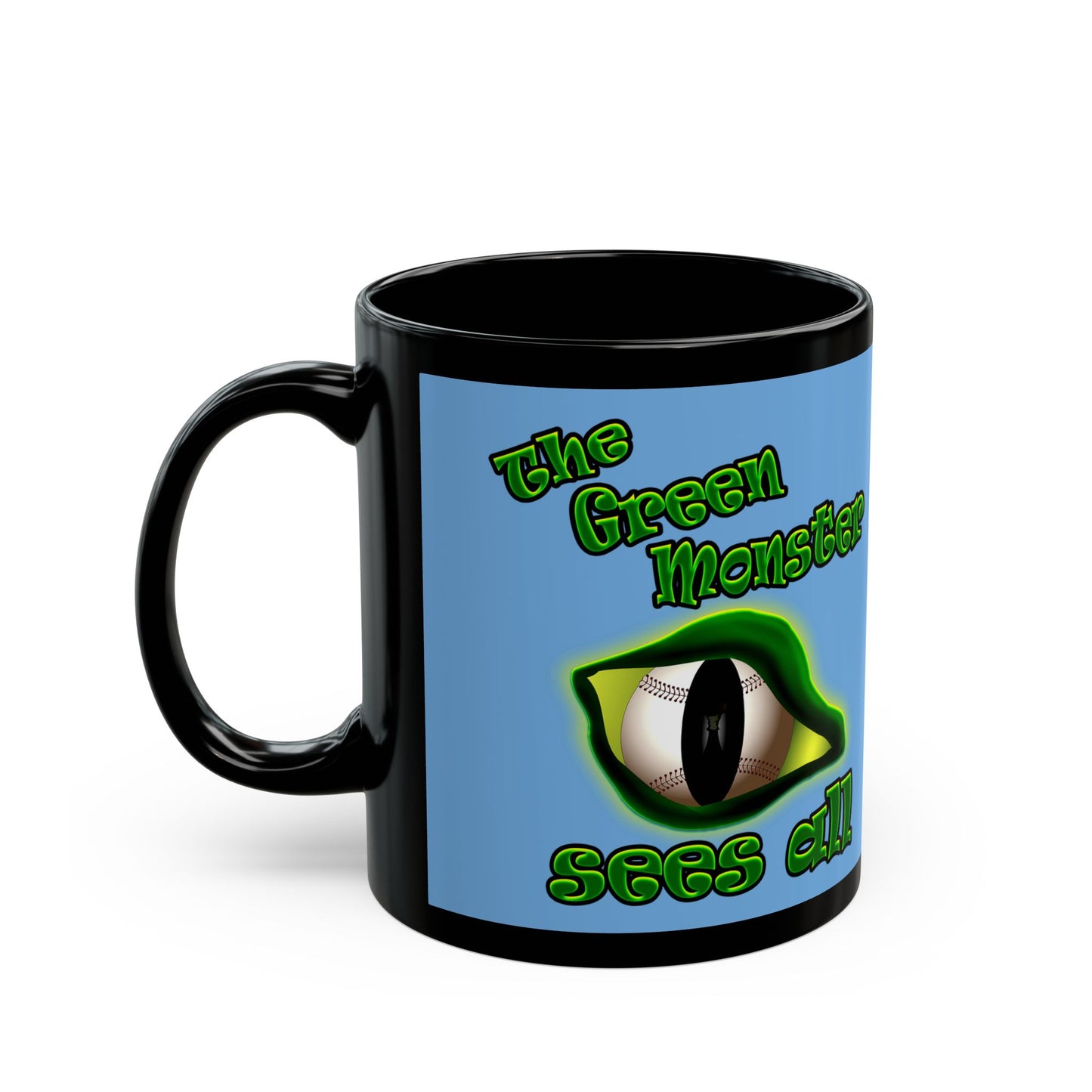 green monster - Black Mug (light blue)