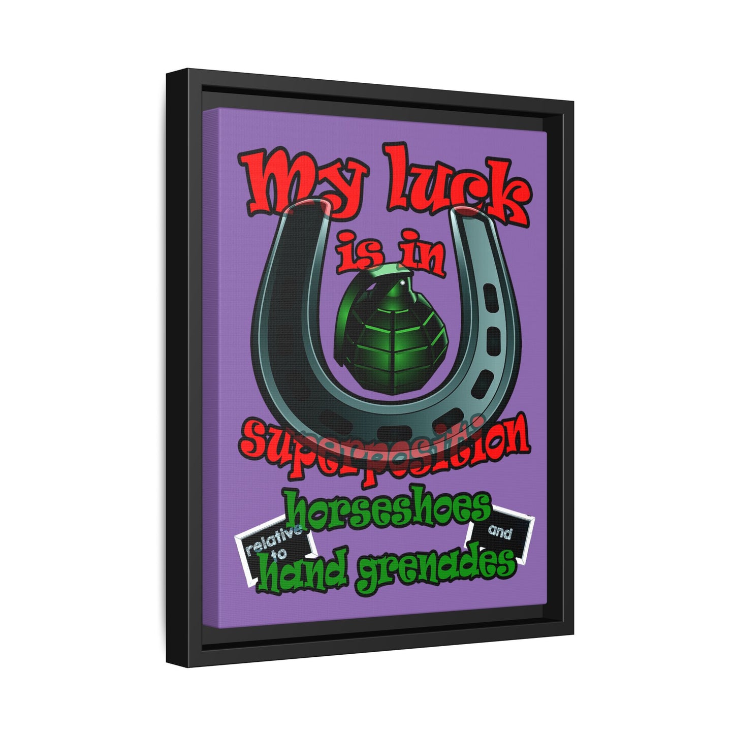 my luck - framed canvas art (light purple)