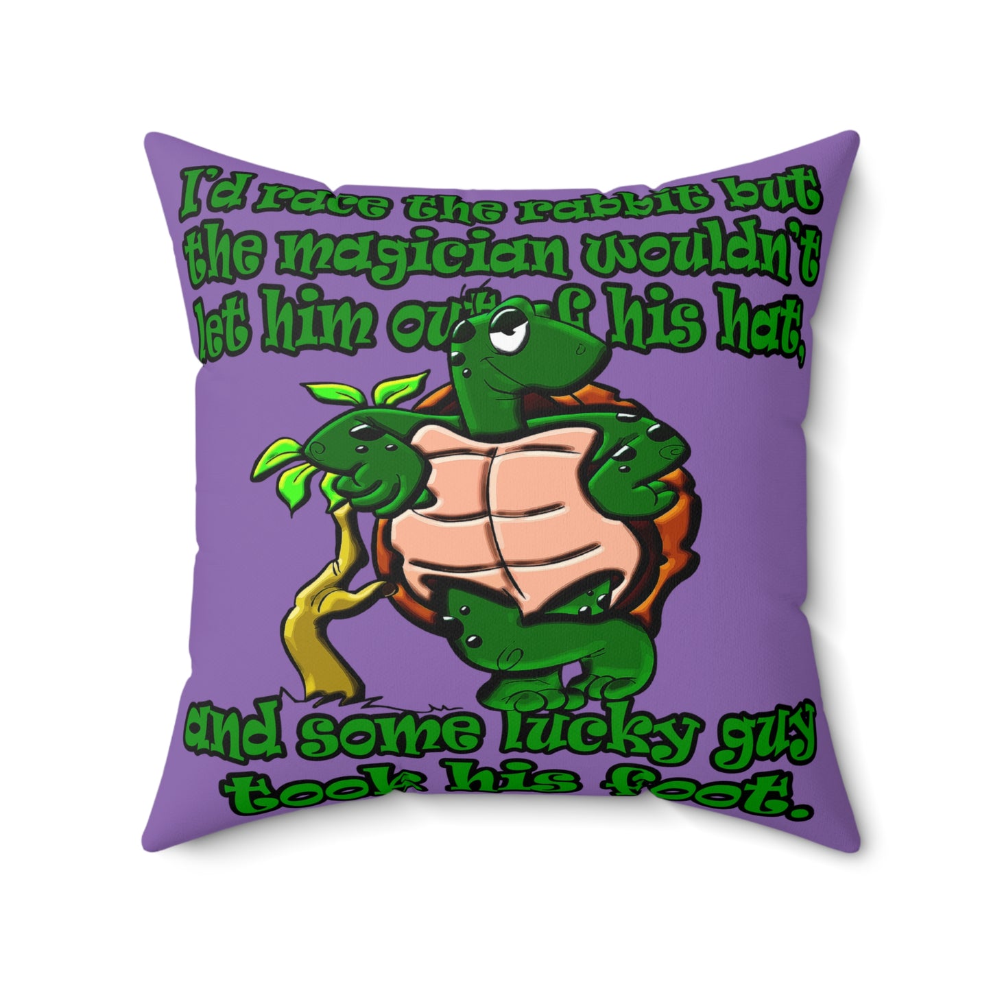 turtle race - Spun Polyester Square Pillow - (light purple)