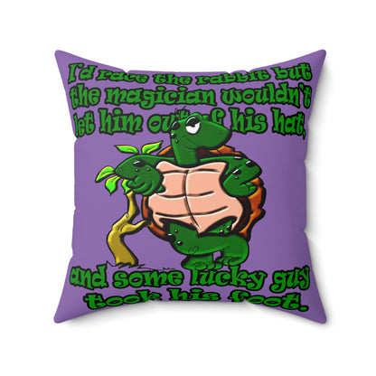 turtle race - Spun Polyester Square Pillow - (light purple)