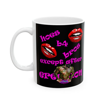 hoes b4 bros - White Mug (black)