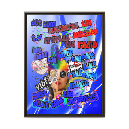 drop the beat - framed canvas art (blue-white wave)