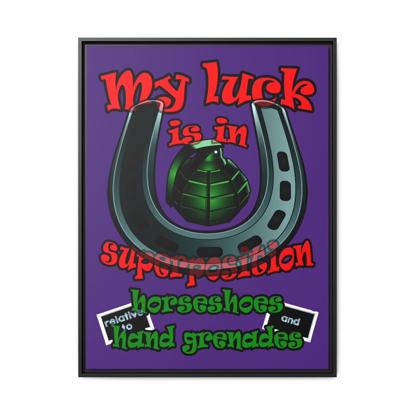 my luck - framed canvas art (purple)
