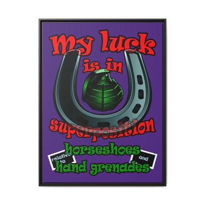 my luck - framed canvas art (purple)