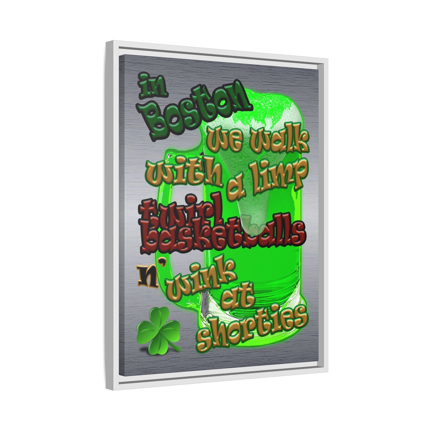 celtics logo - framed canvas art (brushed nickel)
