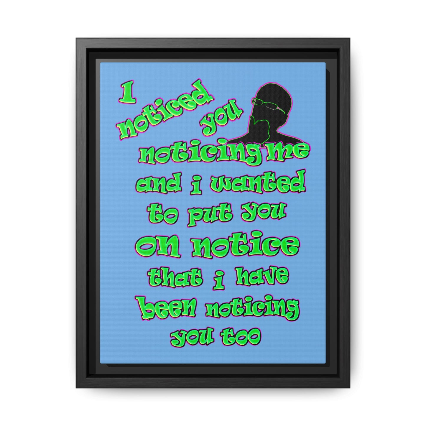 noticed you noticing - framed canvas art (light blue)