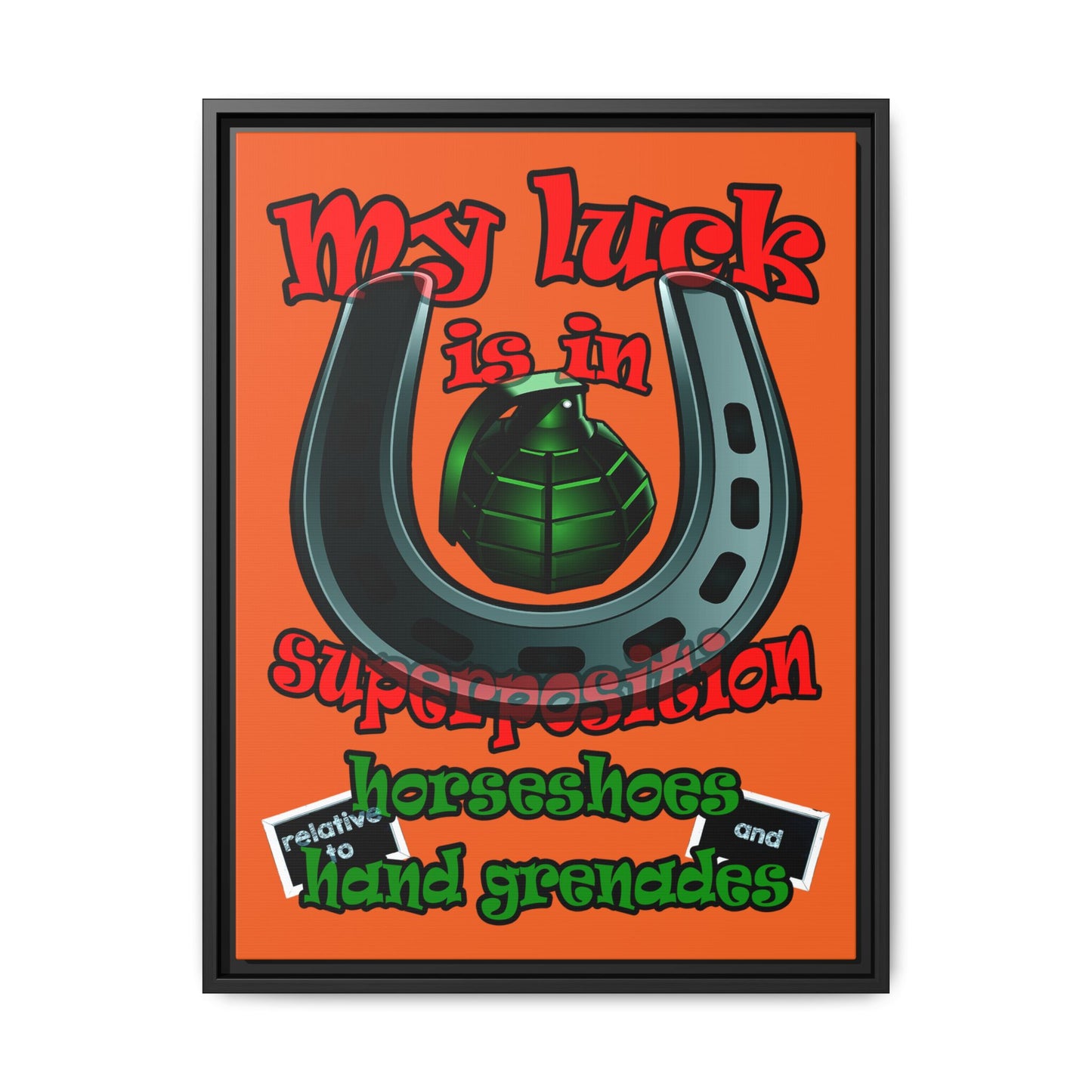 my luck - framed canvas art (orange)