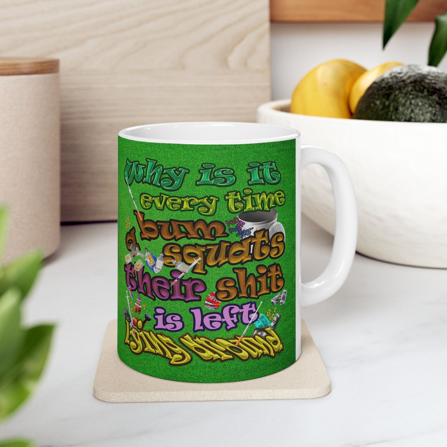 the bum's shit - White Mug (green turf)