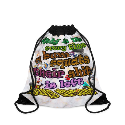 the bum's shit - Drawstring Bag (white marble)