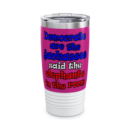 donkeys and elephants - Ringneck Tumbler, 20oz (pink)