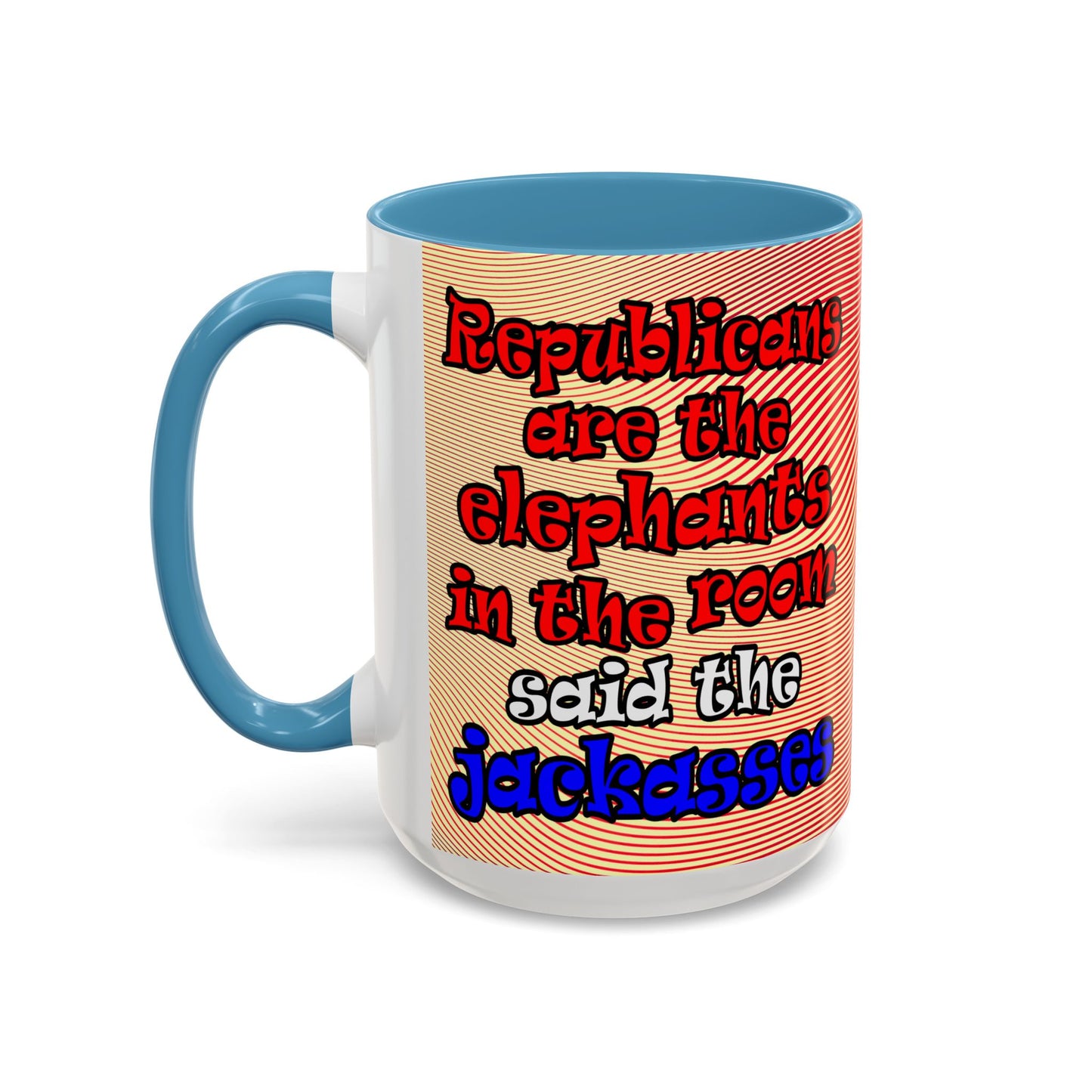 donkeys and elephants - Accent Mug (yellow-orange wave)