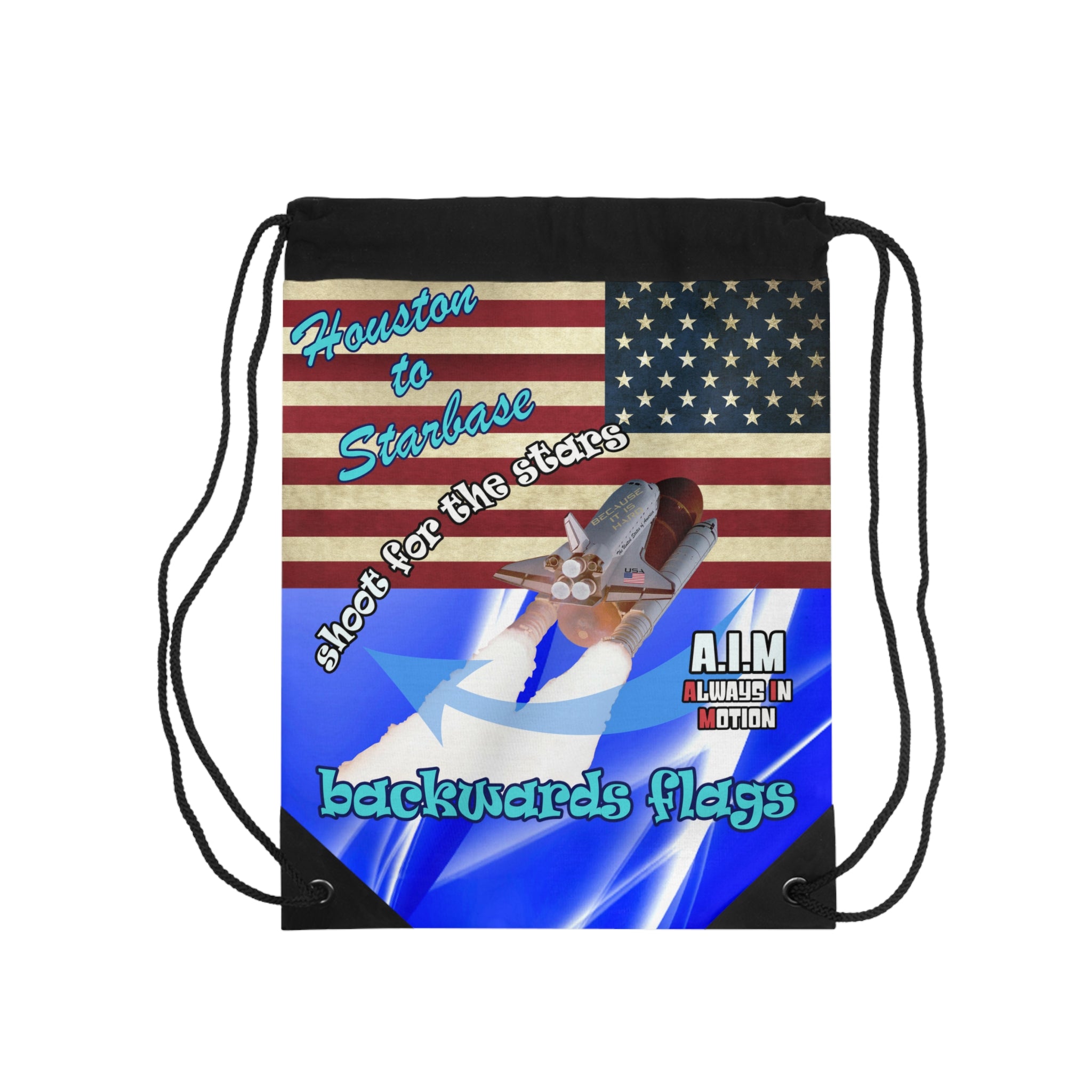 shoot for the stars - Drawstring Bag (blue-white wave)