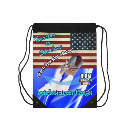 shoot for the stars - Drawstring Bag (blue-white wave)