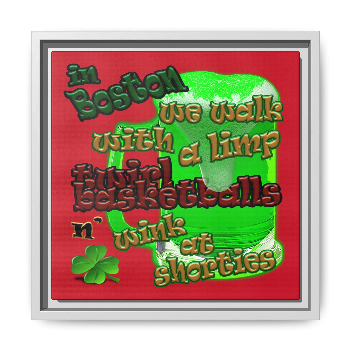 celtics logo - framed canvas art (dark red)