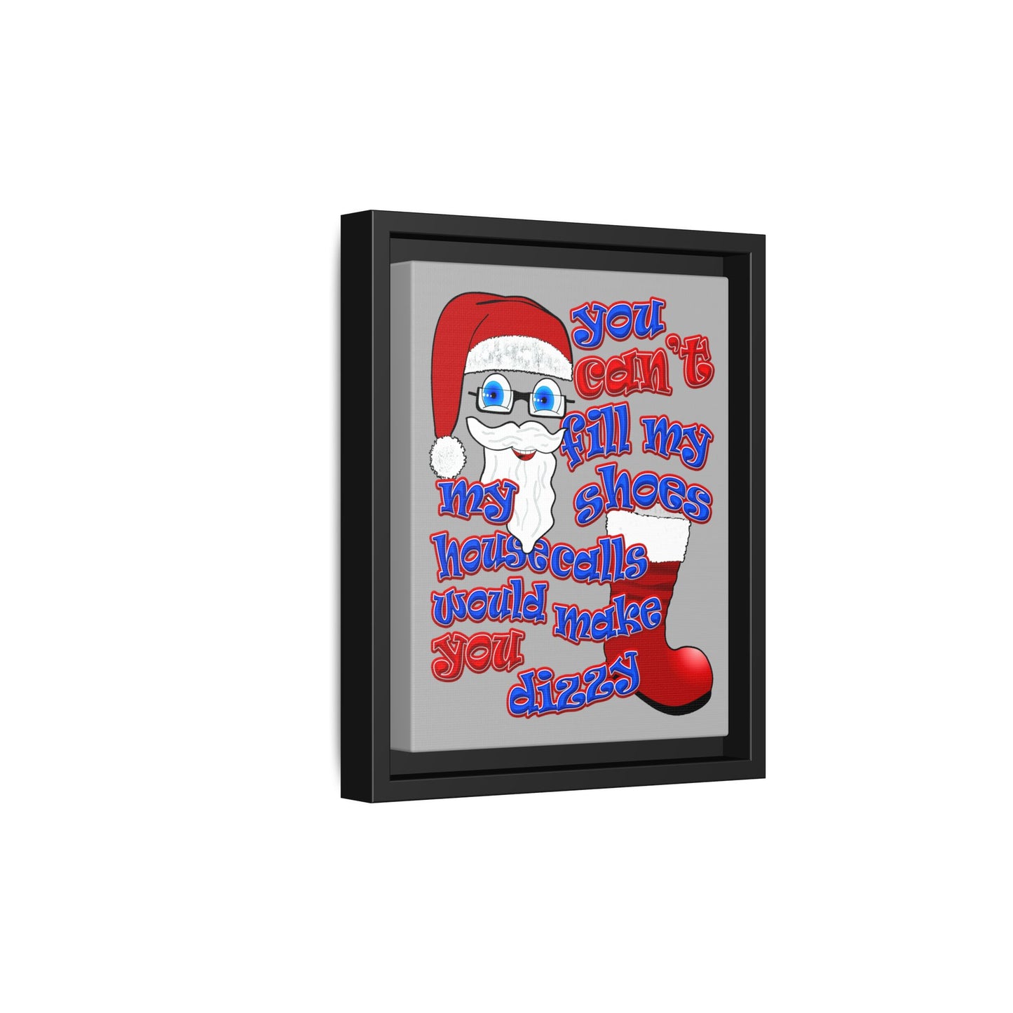 santa's shoes - framed canvas art (light grey)