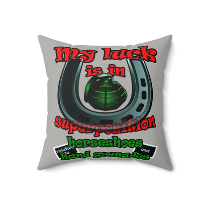 my luck - Faux Suede Square Pillow - (light grey)