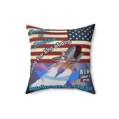 shoot for the stars - Spun Polyester Square Pillow - (grey-pink wave)