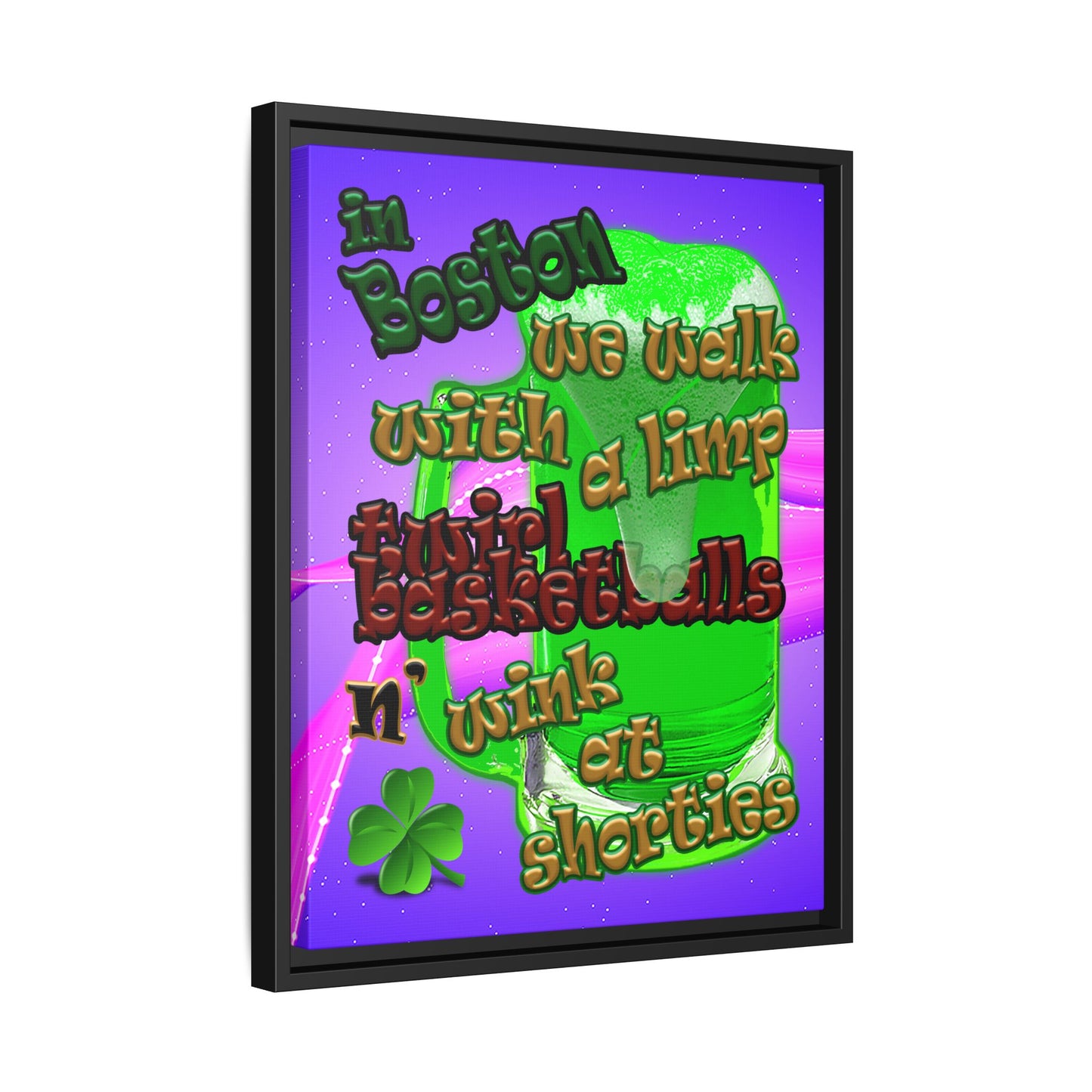 celtics logo - framed canvas art (purple-pink wave)