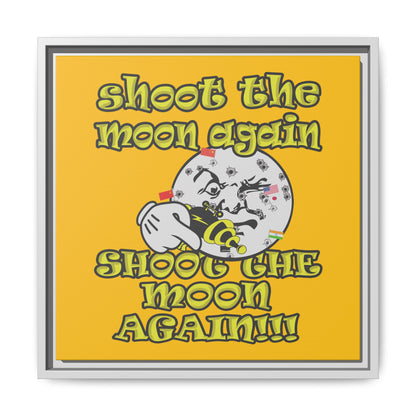 shoot the moon again - framed canvas art (yellow)