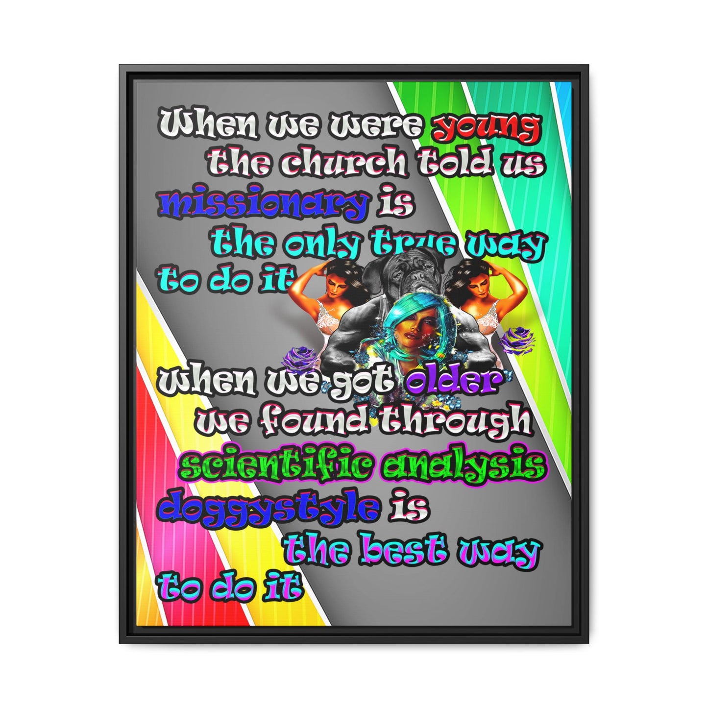 doggystyle - framed canvas art (rainbow split)