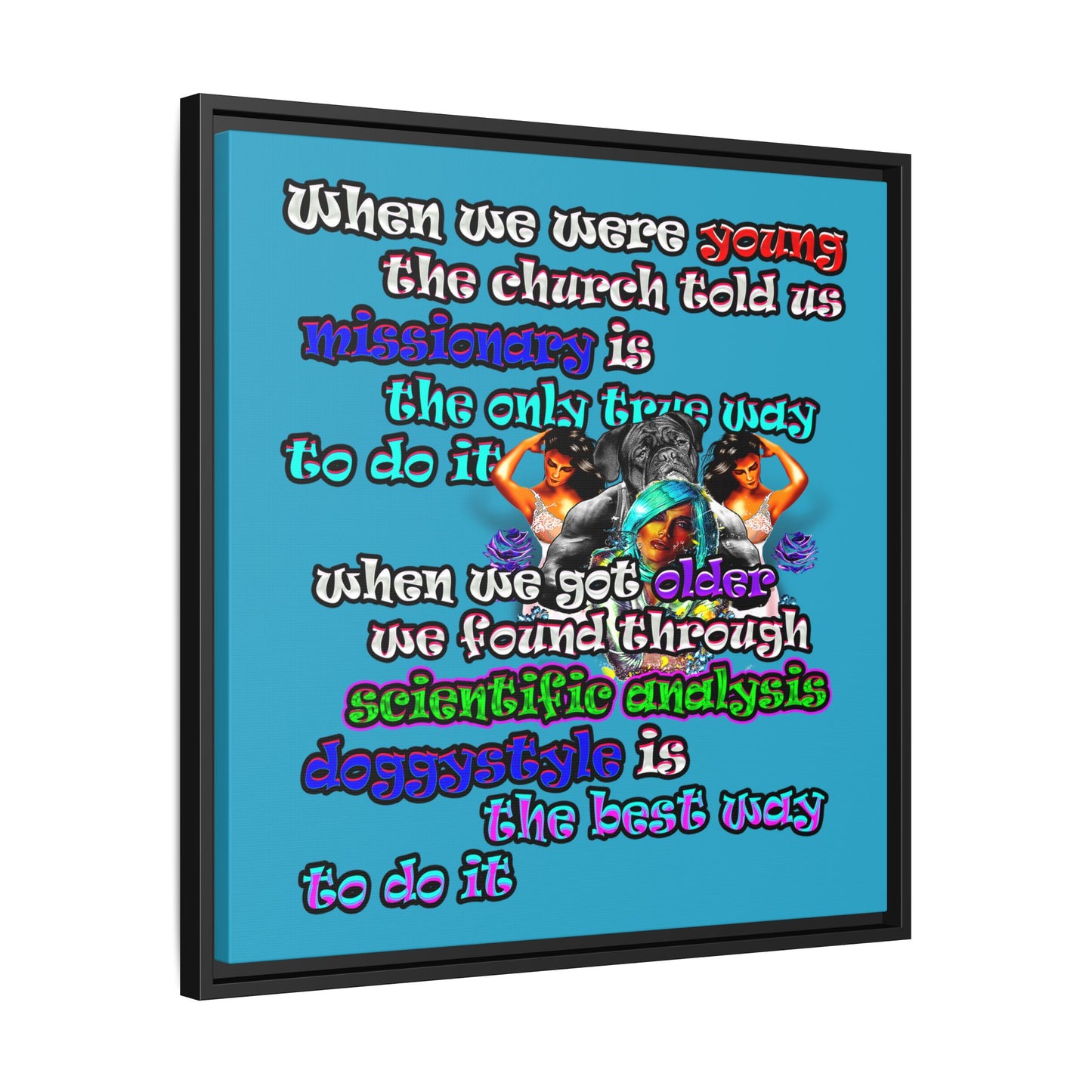 doggystyle - framed canvas art (turquoise)