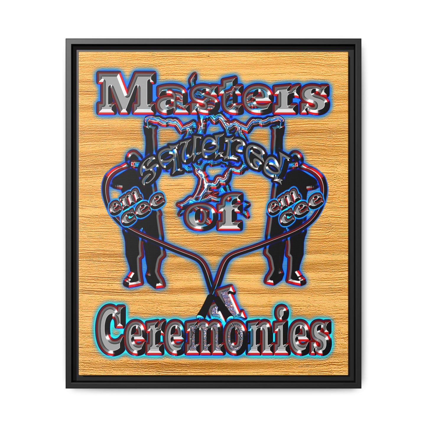 em cee squared - framed canvas art (butterscotch wood finish)