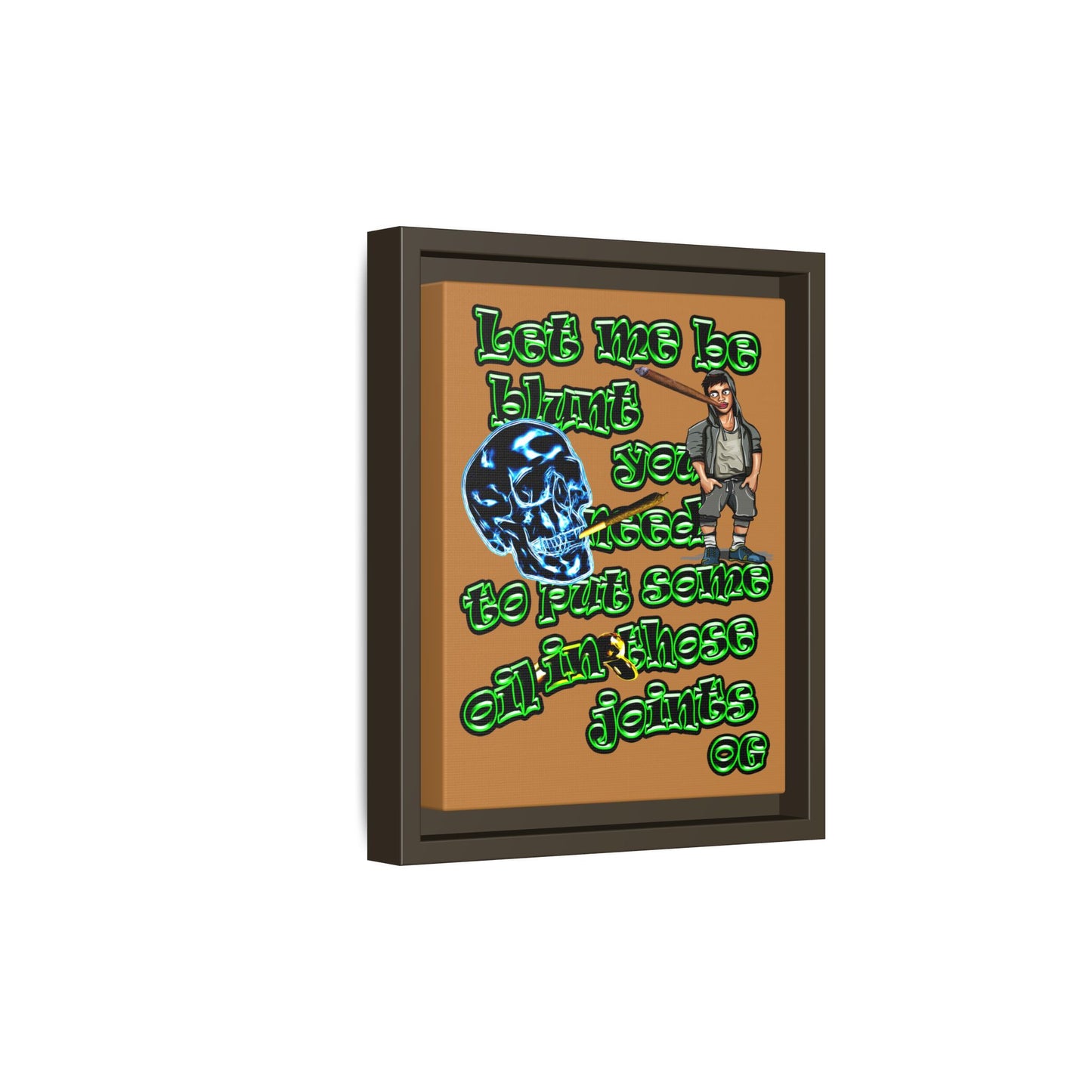 og - framed canvas art (light brown)