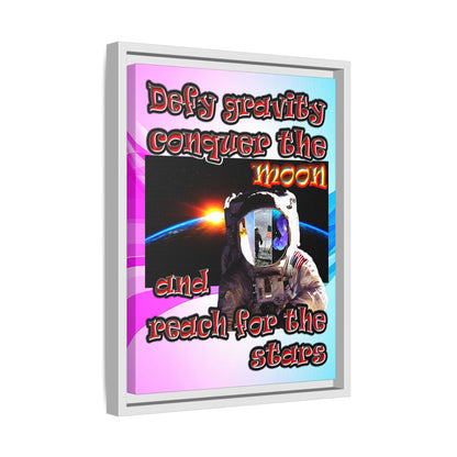 defy conquer reach - framed canvas art (light blue-pink wave)