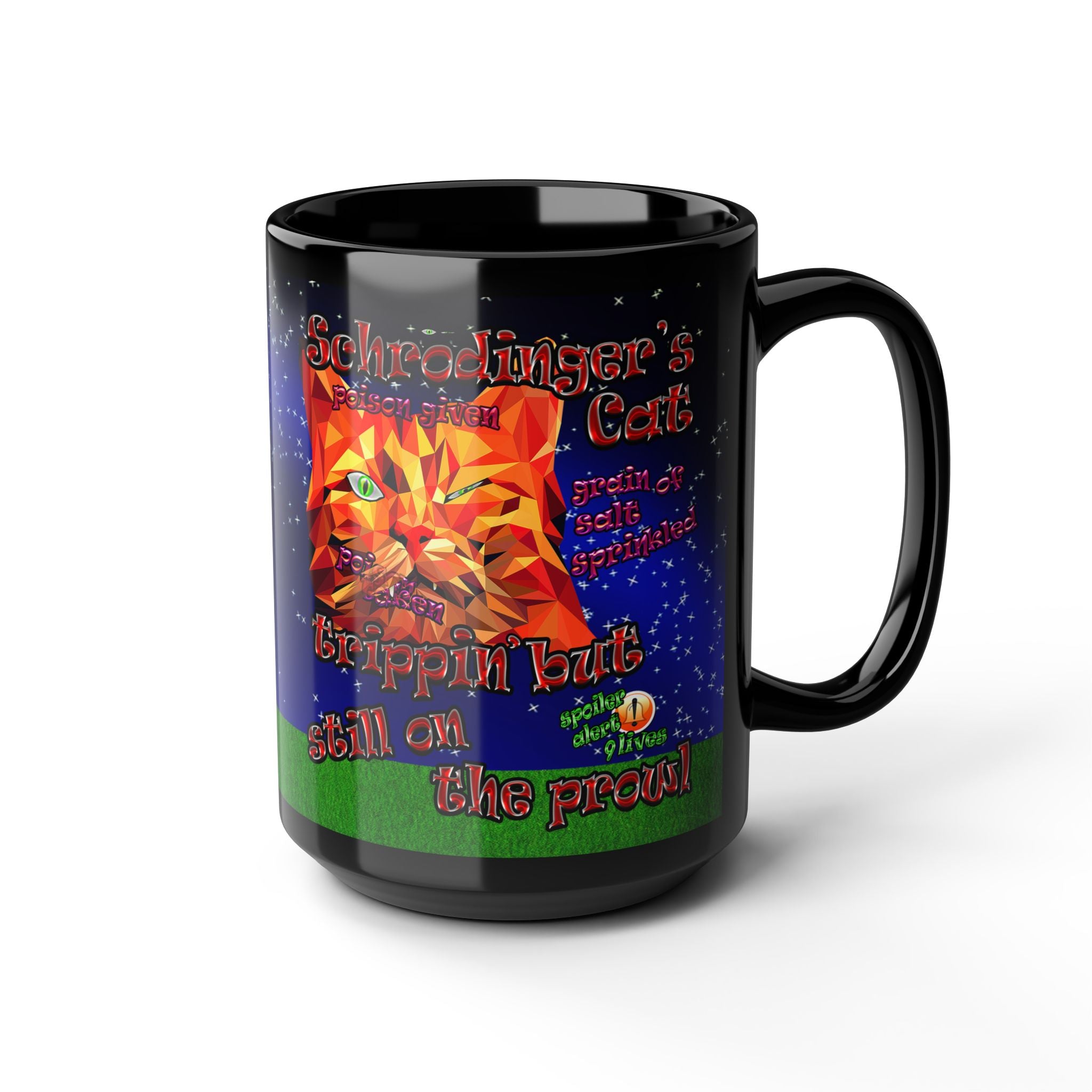 schrodinger's cat - Black Mug ('snoops' background)