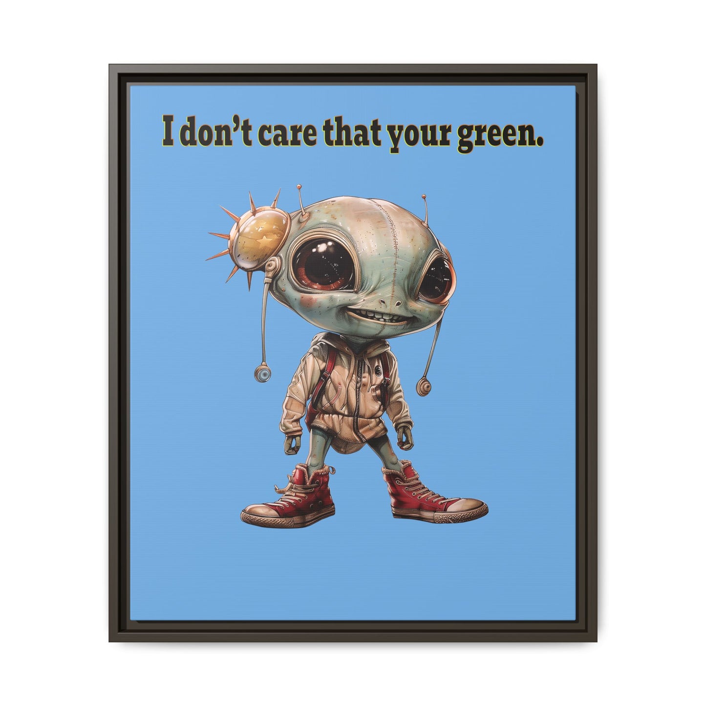 I don't care that your green - framed canvas art (light blue)