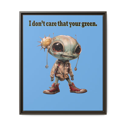 I don't care that your green - framed canvas art (light blue)